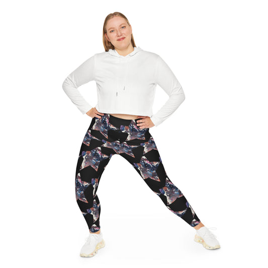 Stars and Cars Vibrant Collection by Miniaday Designs, LLC. Plus Size Leggings - Miniaday Designs, LLC.