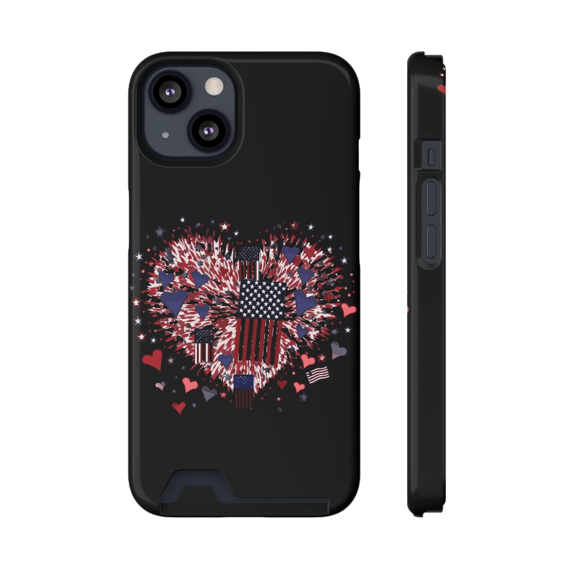 Patriotic Hearts of Valor Collection by Miniaday Designs, LLC. Phone Case With Card Holder - Miniaday Designs, LLC.