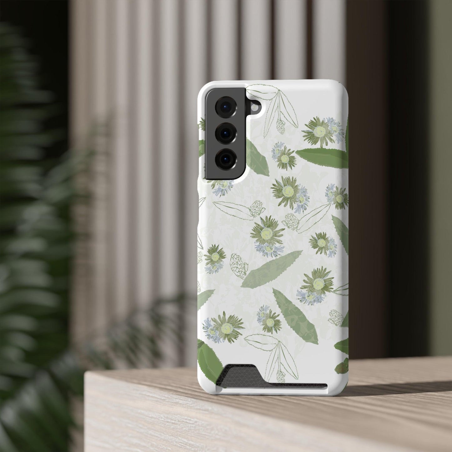 Serene Botanical Harmony Collection by Miniaday Designs, LLC. Phone Case With Card Holder - Miniaday Designs, LLC.