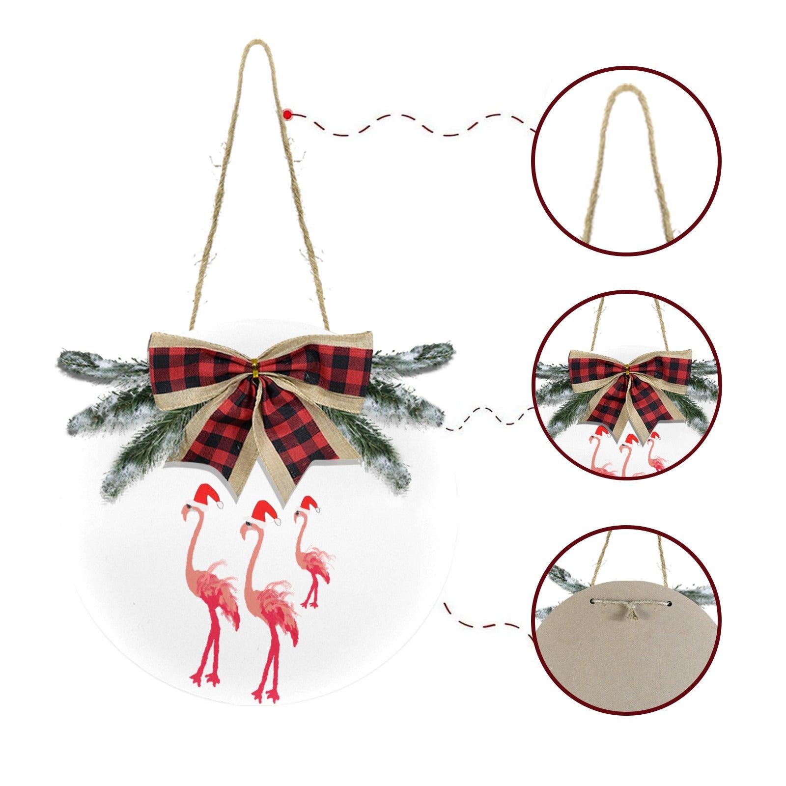 Miniaday Santa Flamingoes Christmas Door Hanger (11.8inch) - Miniaday Designs, LLC.