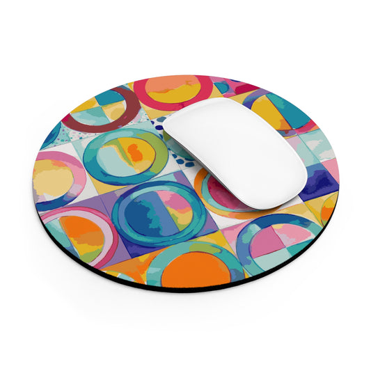 Vibrant Circle Mosaic Collection by Miniaday Designs, LLC. Mouse Pad - Miniaday Designs, LLC.