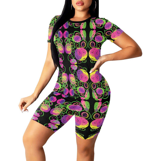 Miniaday Designs Bodycon Yoga Romper Vibrant Vineyard Collection Black - Miniaday Designs, LLC.