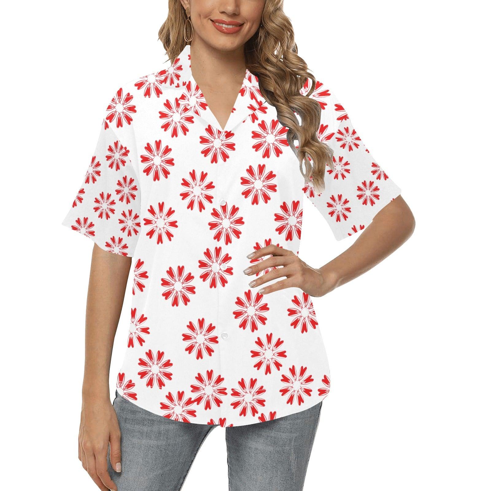 Miniaday Designs Women's Hawaiian Shirts Circle of Hearts Multiple Colors - Miniaday Designs, LLC.