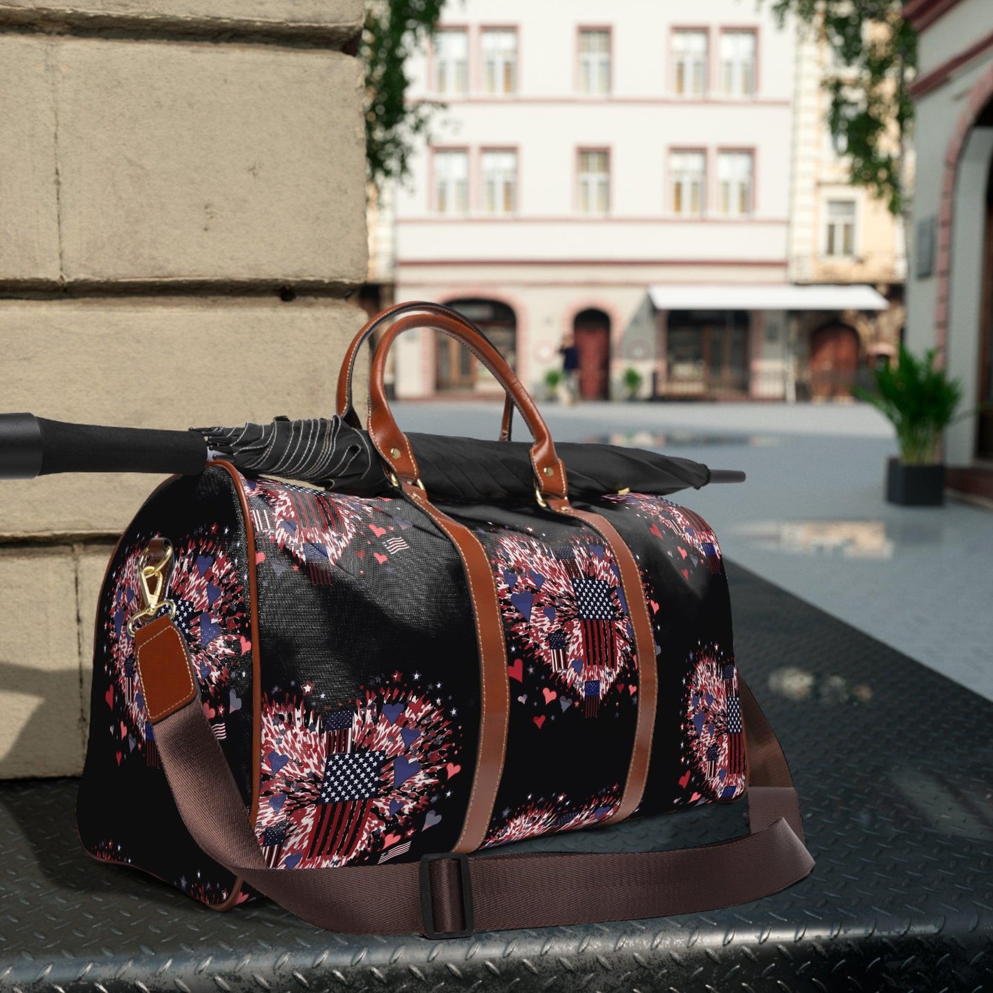 Patriotic Hearts of Valor Collection by Miniaday Designs, LLC. Waterproof Travel Bag - Miniaday Designs, LLC.
