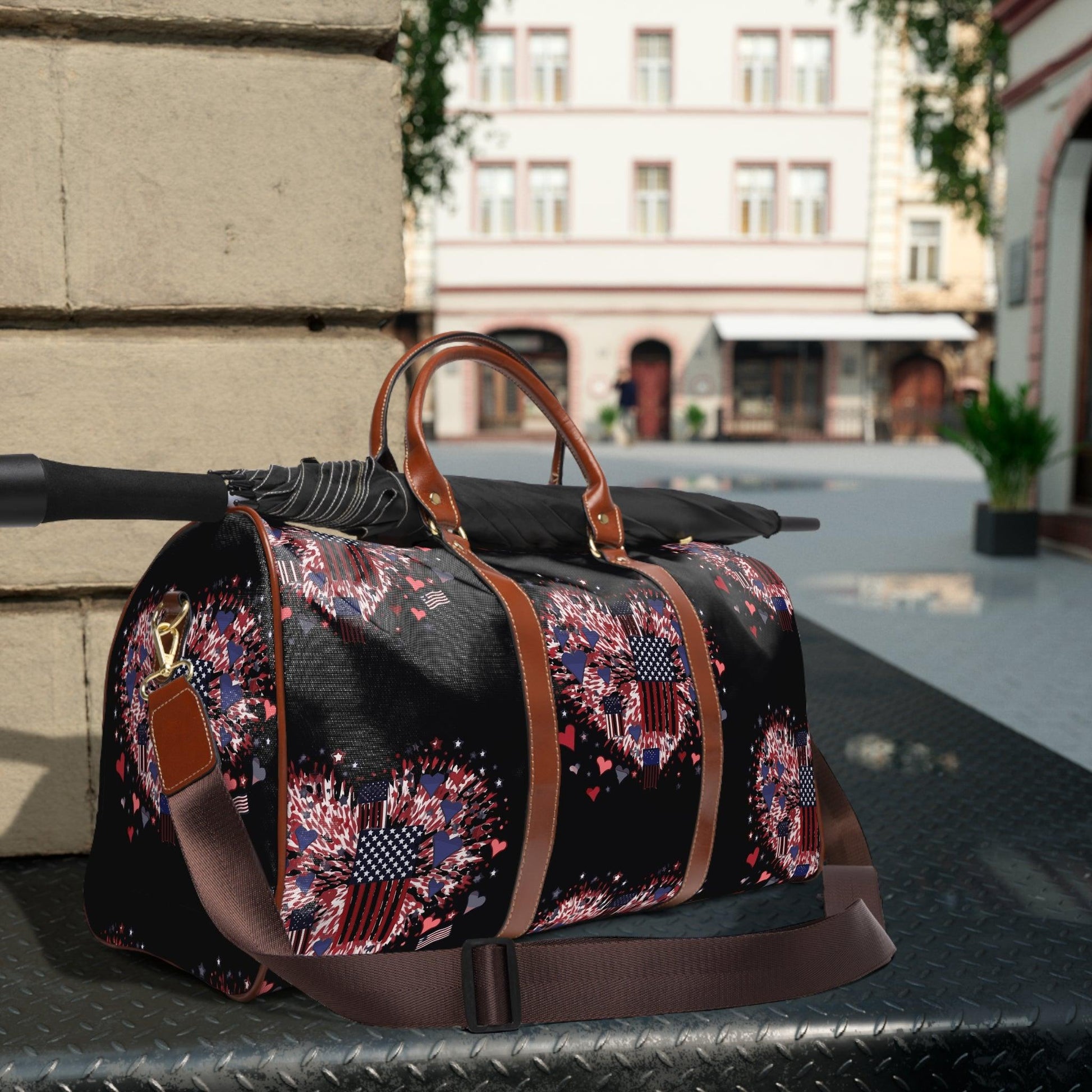 Patriotic Hearts of Valor Collection by Miniaday Designs, LLC. Waterproof Travel Bag - Miniaday Designs, LLC.