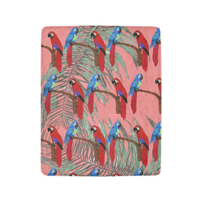 Miniaday Designs Parrots on a Branch Coral Ultra-Soft Micro Fleece Blanket 40"x50" - Miniaday Designs, LLC.