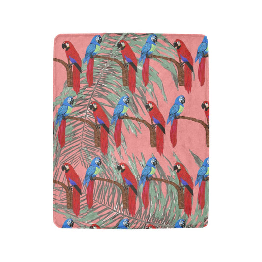 Miniaday Designs Parrots on a Branch Coral Ultra-Soft Micro Fleece Blanket 40"x50"