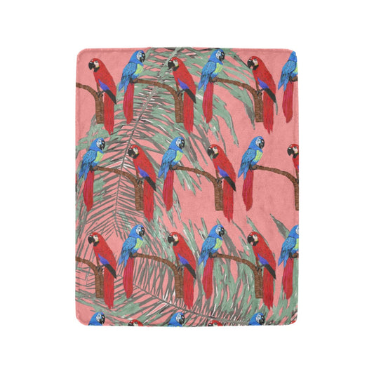 Miniaday Designs Parrots on a Branch Coral Ultra-Soft Micro Fleece Blanket 40"x50" - Miniaday Designs, LLC.