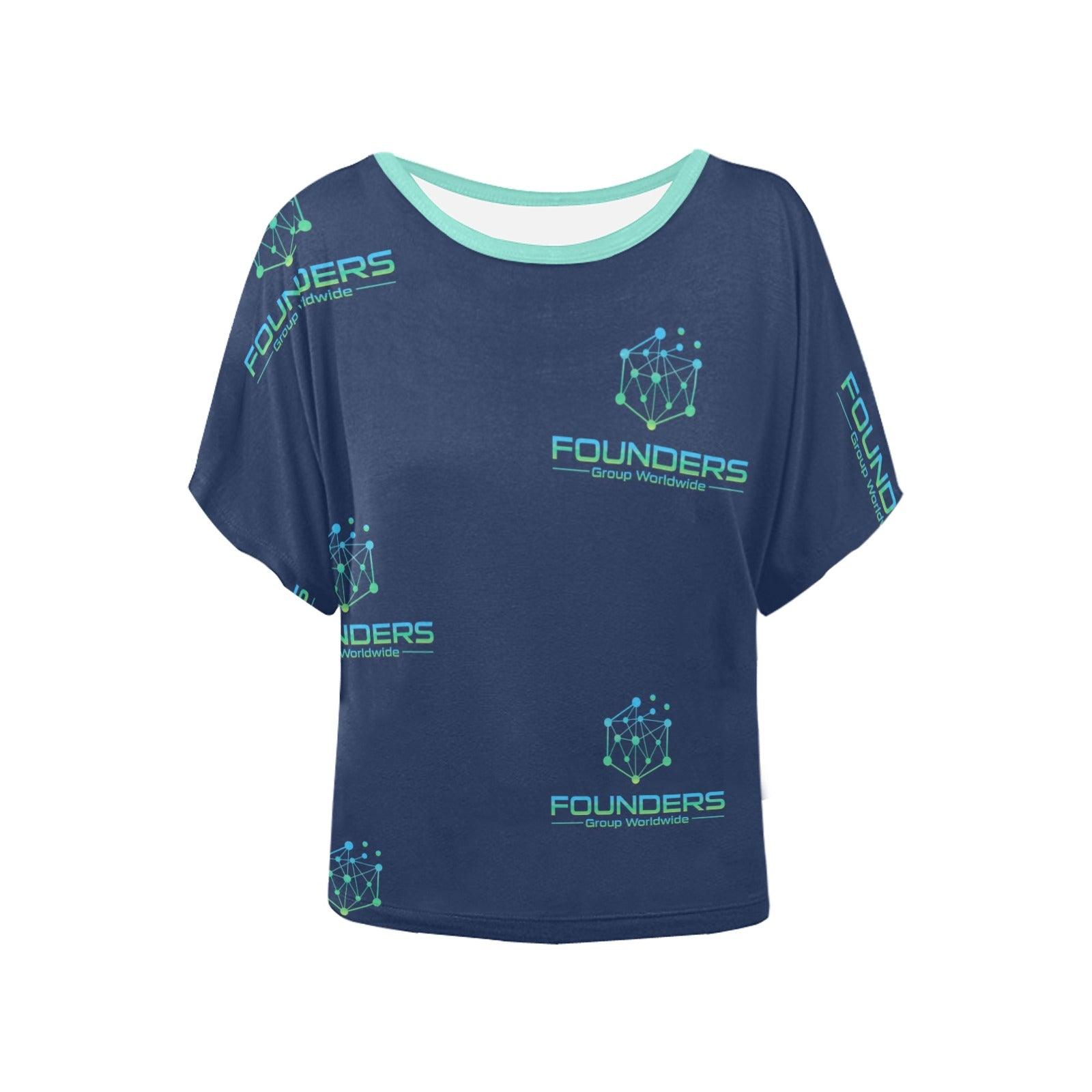 Miniaday Designs Bitcoin Ben Founders' Group Women's Sleeved Blouse T shirt Blue - Miniaday Designs, LLC.