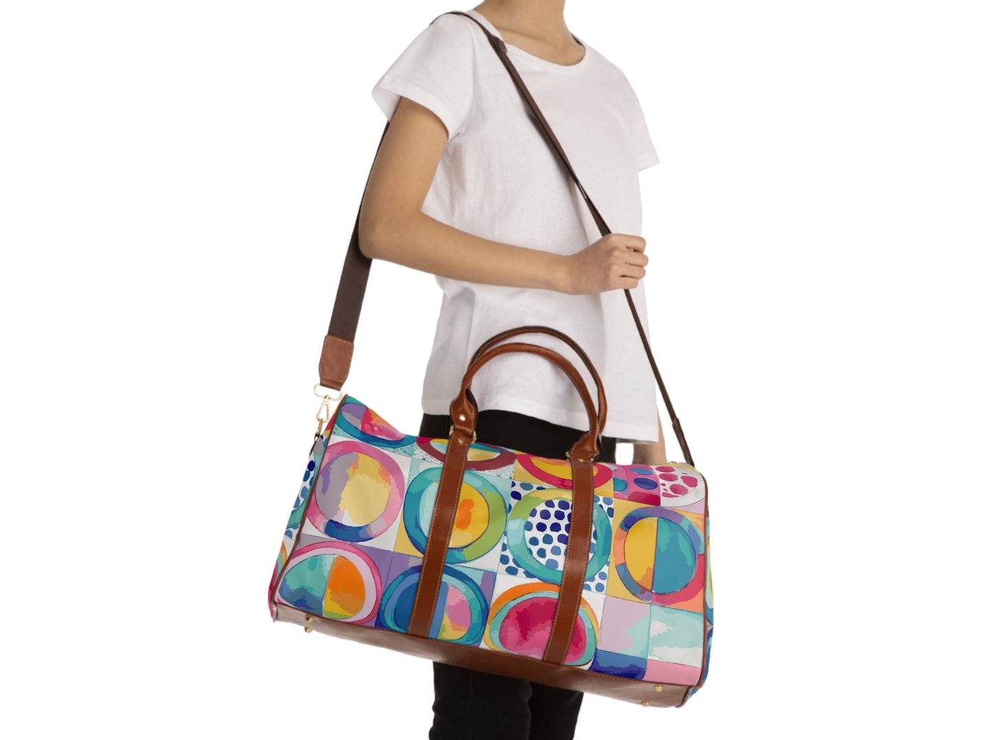 FREE SHIPPING Vibrant Circle Mosaic Collection by Miniaday Designs, LLC. Waterproof Travel Bag - Miniaday Designs, LLC.