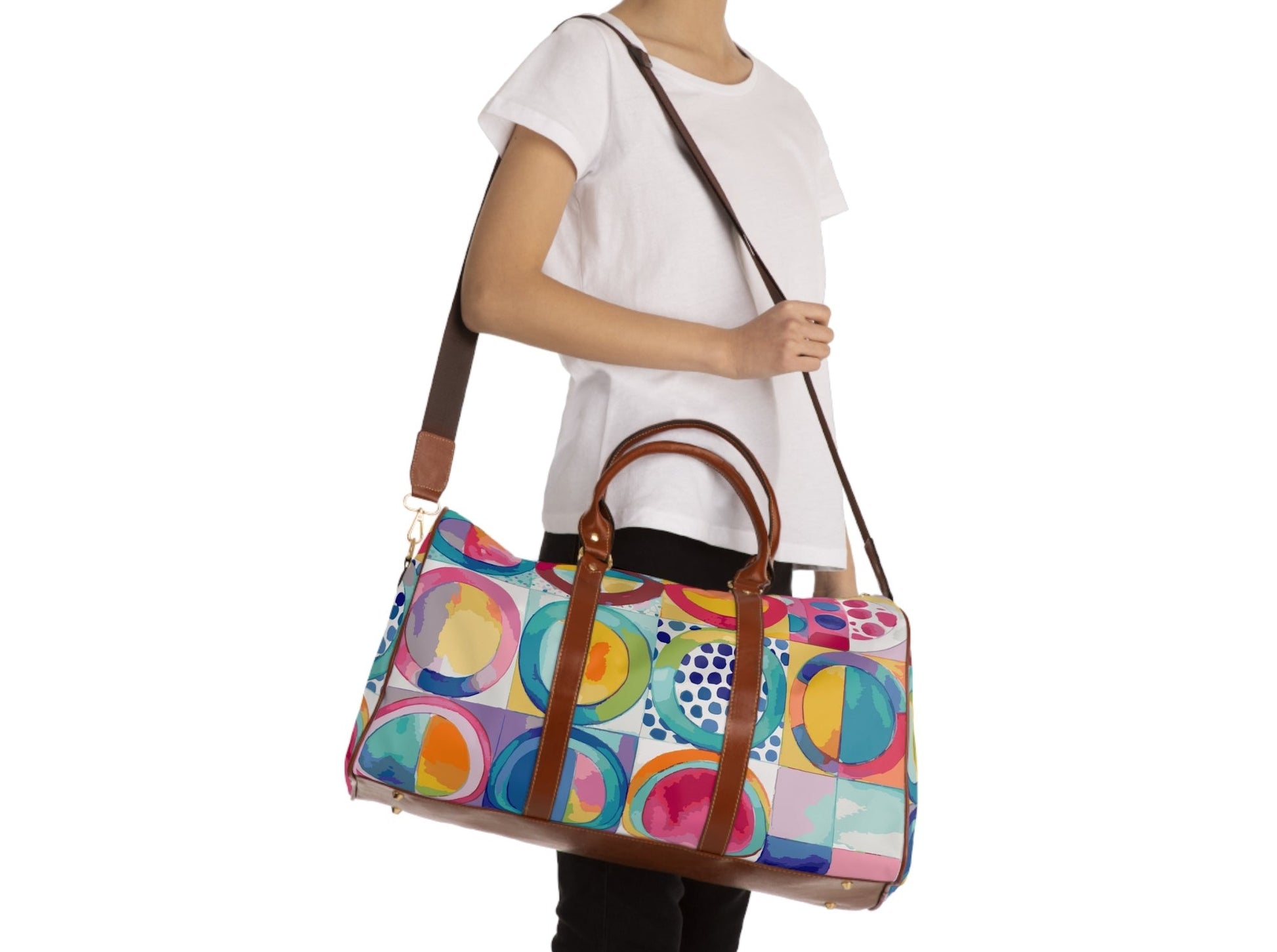 FREE SHIPPING Vibrant Circle Mosaic Collection by Miniaday Designs, LLC. Waterproof Travel Bag - Miniaday Designs, LLC.