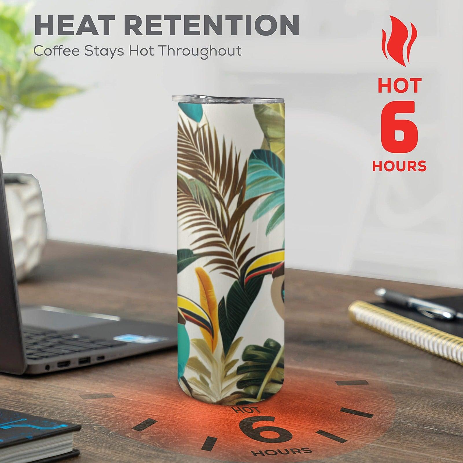 Toucan Water Bottle with Straw 20oz Tall Skinny Tumbler with Lid and Straw - Miniaday Designs, LLC.