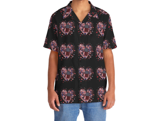 Patriotic Hearts of Valor Collection by Miniaday Designs, LLC. Men's Hawaiian Shirt (S-5XL) - Miniaday Designs, LLC.