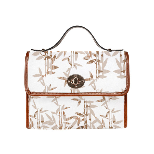 Miniaday Designs Bamboo Offset Purse Waterproof Canvas Bag-Brown