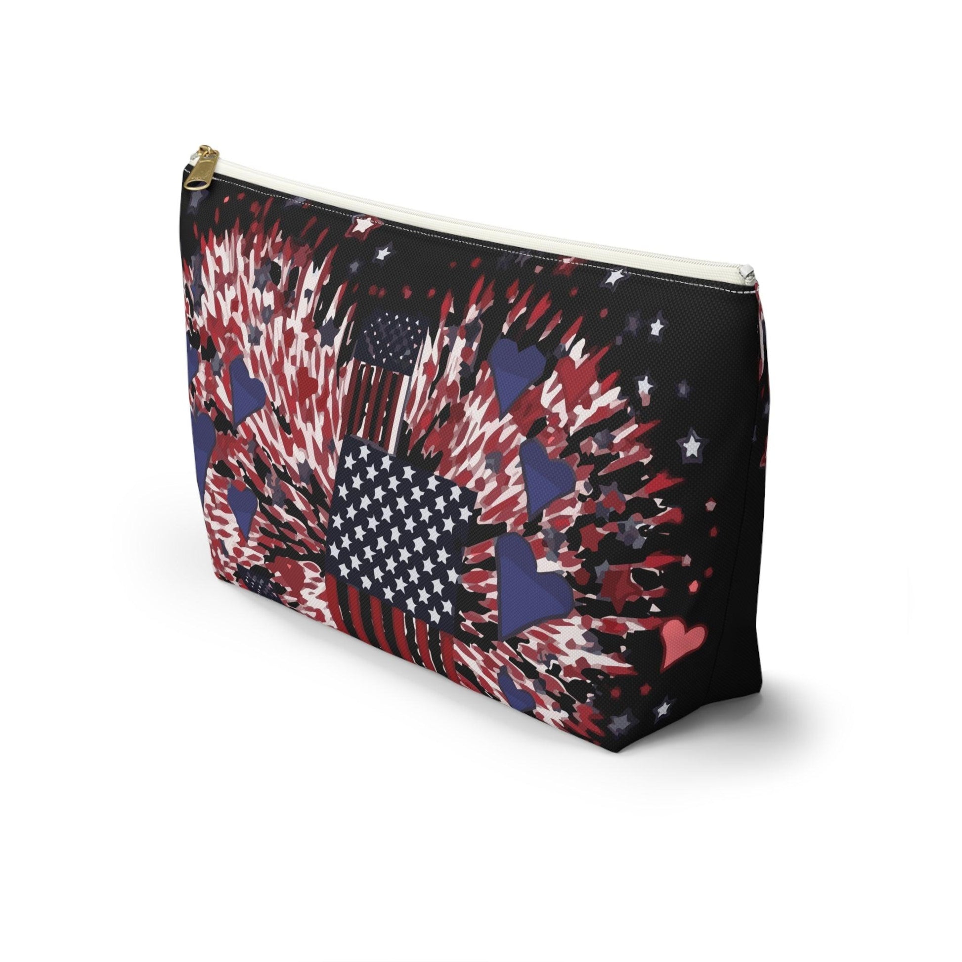 Patriotic Hearts of Valor Collection by Miniaday Designs, LLC. Accessory Pouch w T-bottom 2 SIZE OPTIONS - Miniaday Designs, LLC.
