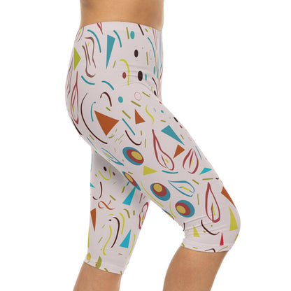 Nostalgic Confetti Carnival Collection by Miniaday Designs, LLC. Women’s Capri Leggings - Miniaday Designs, LLC.