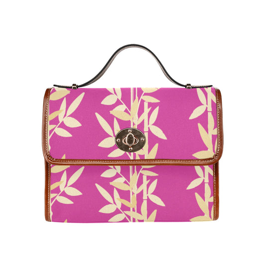Miniaday Designs Bolso de lona impermeable de bambú fucsia, color marrón