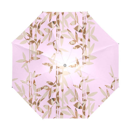 Miniaday Designs Reflective Bamboo on Pink Anti-UV Foldable Umbrella - Miniaday Designs, LLC.