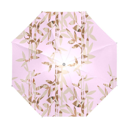 Miniaday Designs Reflective Bamboo on Pink Anti-UV Foldable Umbrella - Miniaday Designs, LLC.