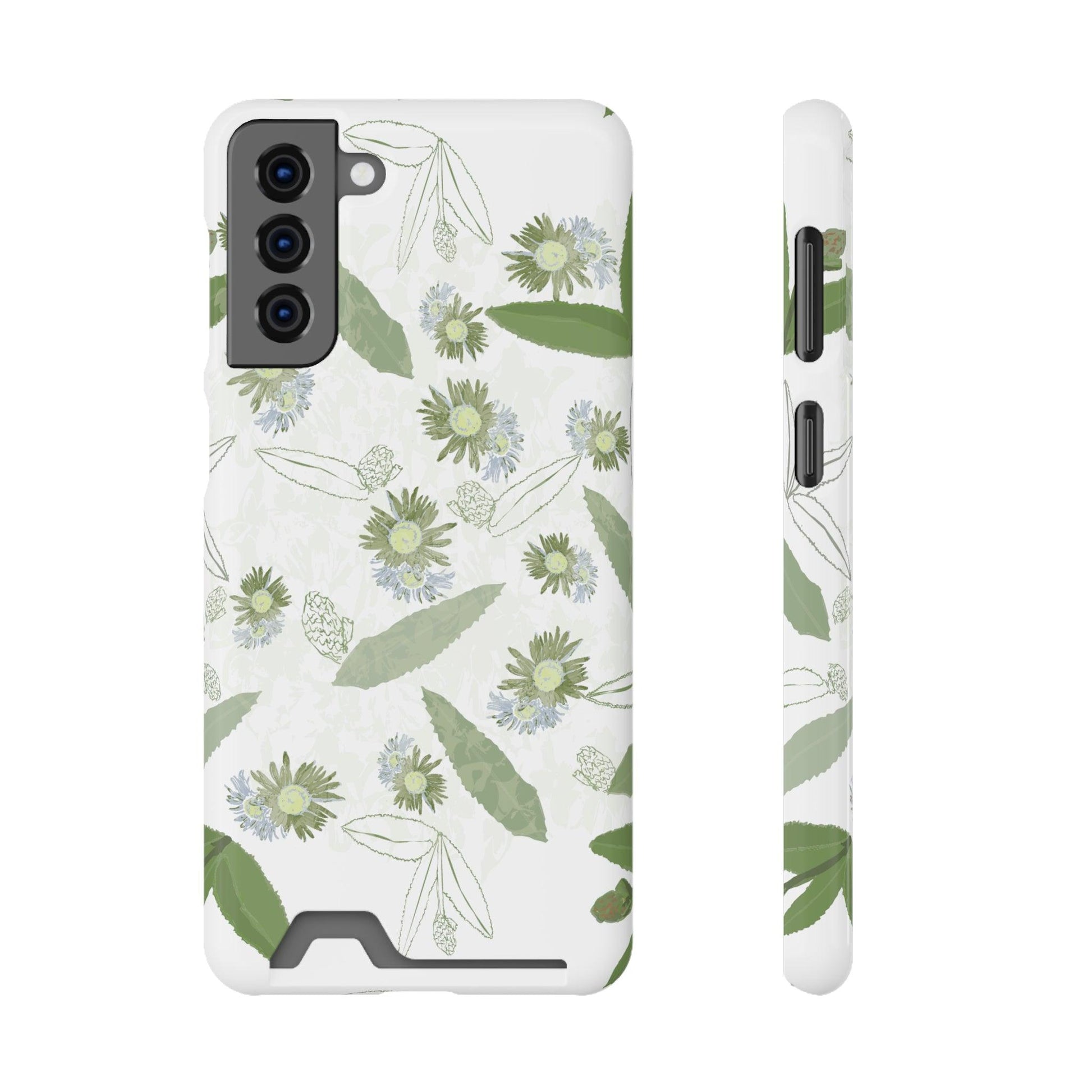 Serene Botanical Harmony Collection by Miniaday Designs, LLC. Phone Case With Card Holder - Miniaday Designs, LLC.