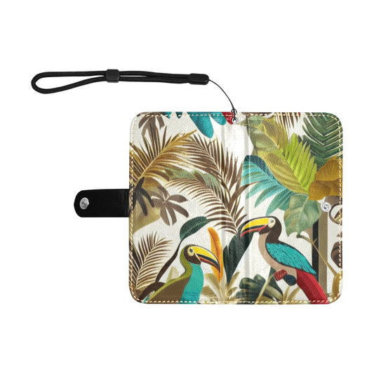 Miniaday Designs Tropical Toucan Cell Flip Leather Purse for Mobile Phone/Small