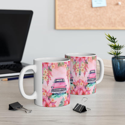 Pink Paradise Roadtrip Collection by Miniaday Designs, LLC. Ceramic Mug 11oz - Miniaday Designs, LLC.