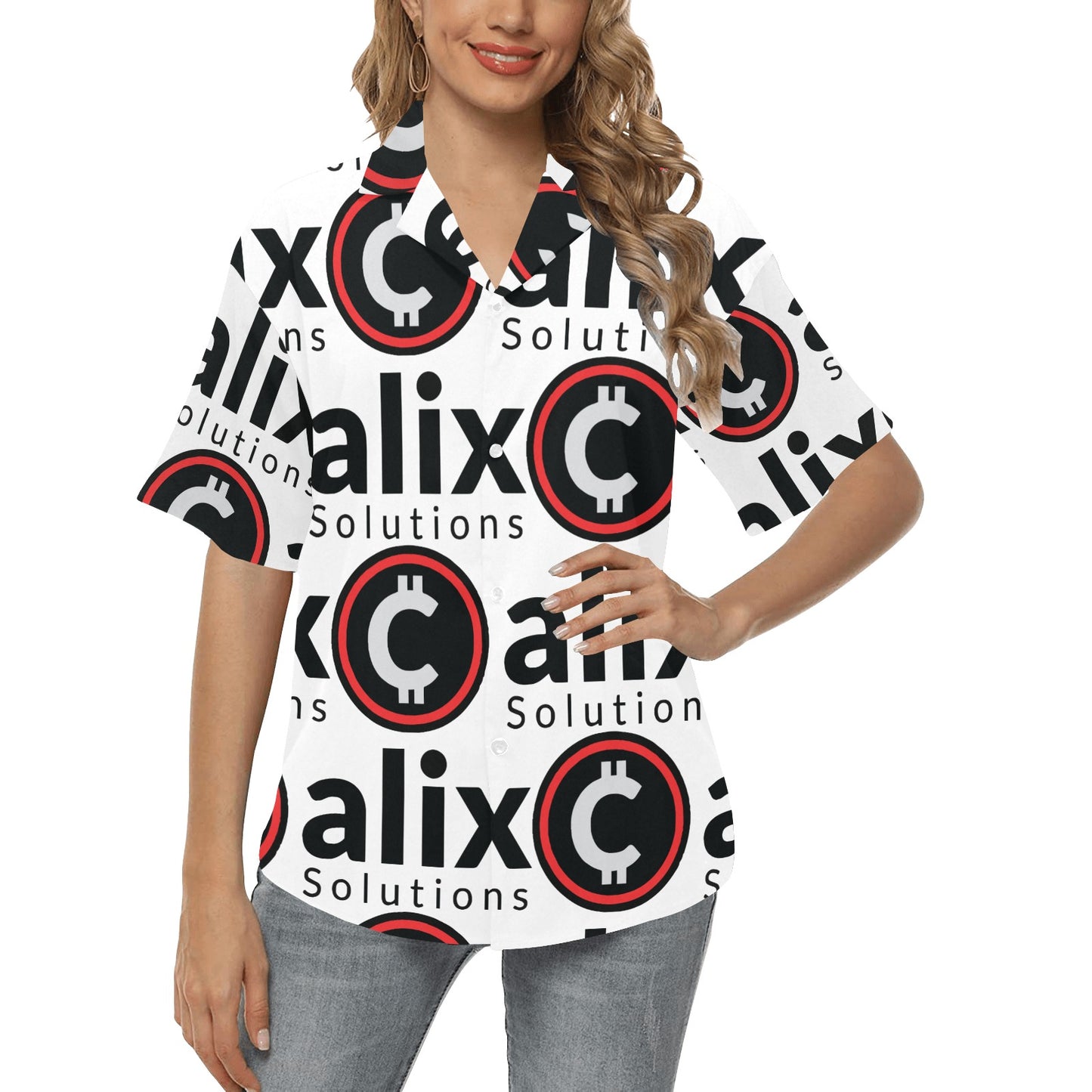 Miniaday Designs Bitcoin Ben Women's Hawaiian Shirts Multicolor