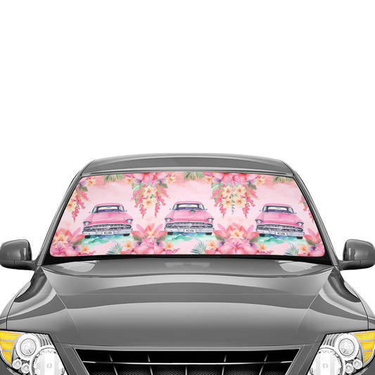 Miniaday Designs Pink Paradise Auto Shade Car Sun Shade Umbrella 58"x29" - Miniaday Designs, LLC.