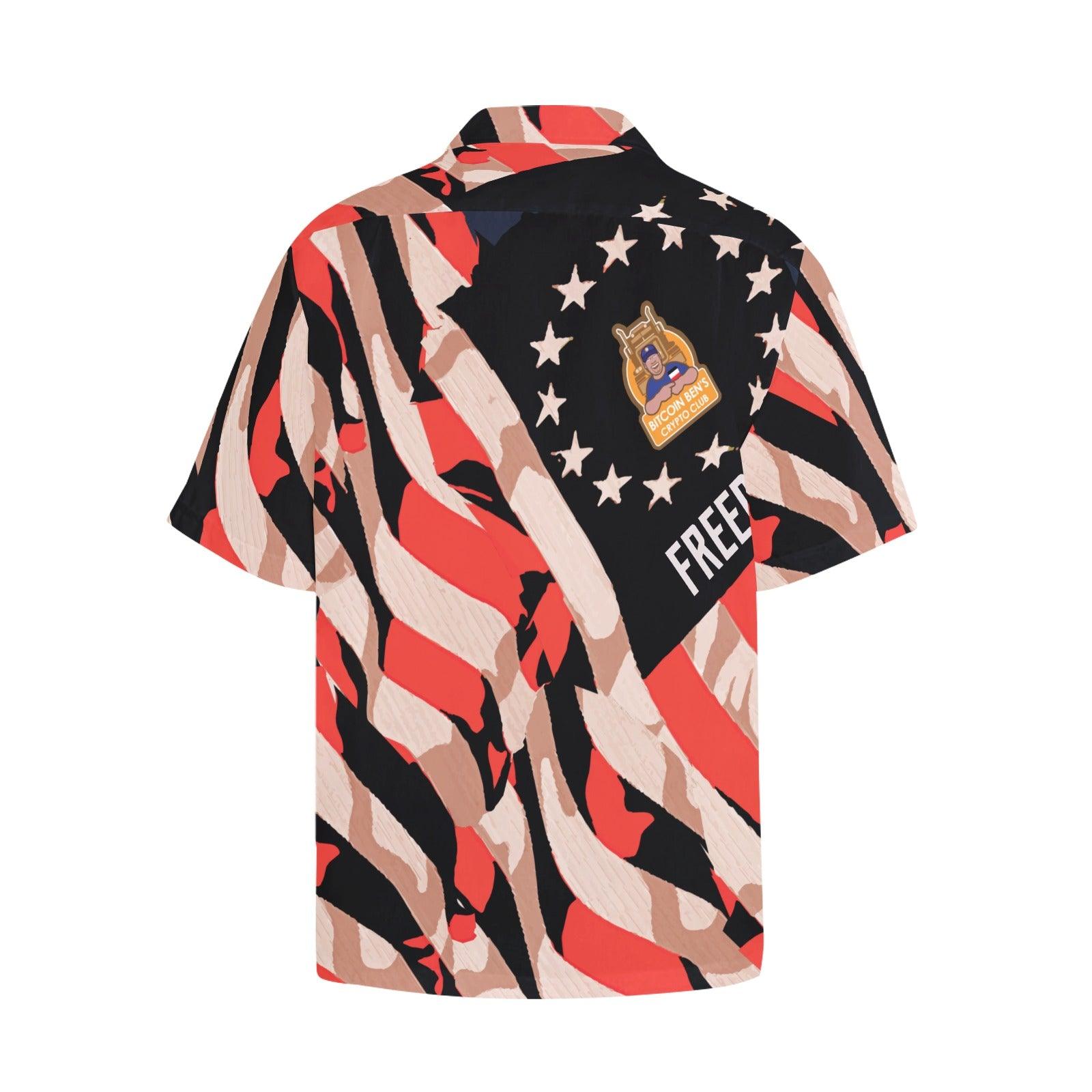 Miniaday Designs Bitcoin Ben 1776 Hawaiian Shirt Hawaiian Shirt with Chest Pocket - Miniaday Designs, LLC.