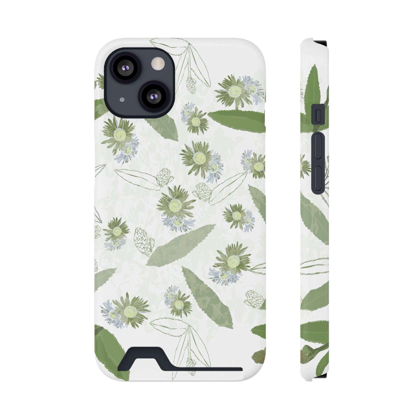 Serene Botanical Harmony Collection by Miniaday Designs, LLC. Phone Case With Card Holder - Miniaday Designs, LLC.
