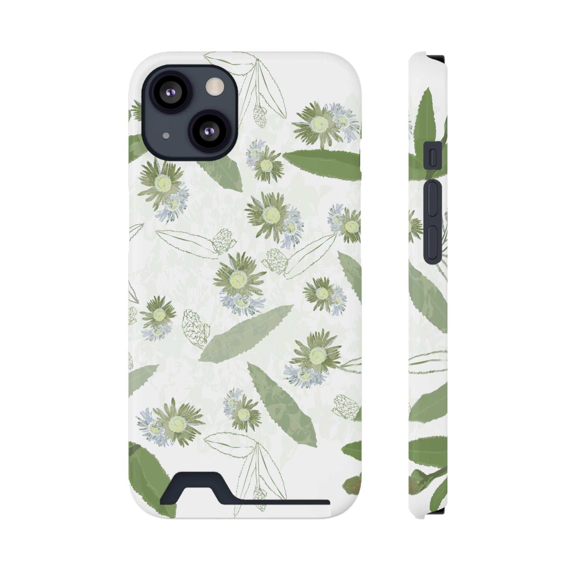 Serene Botanical Harmony Collection by Miniaday Designs, LLC. Phone Case With Card Holder - Miniaday Designs, LLC.
