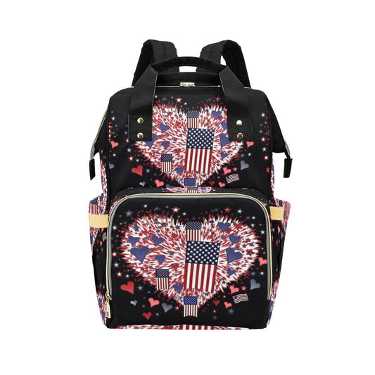 Miniaday Designs Patriotic Hearts Multifunction Backpack