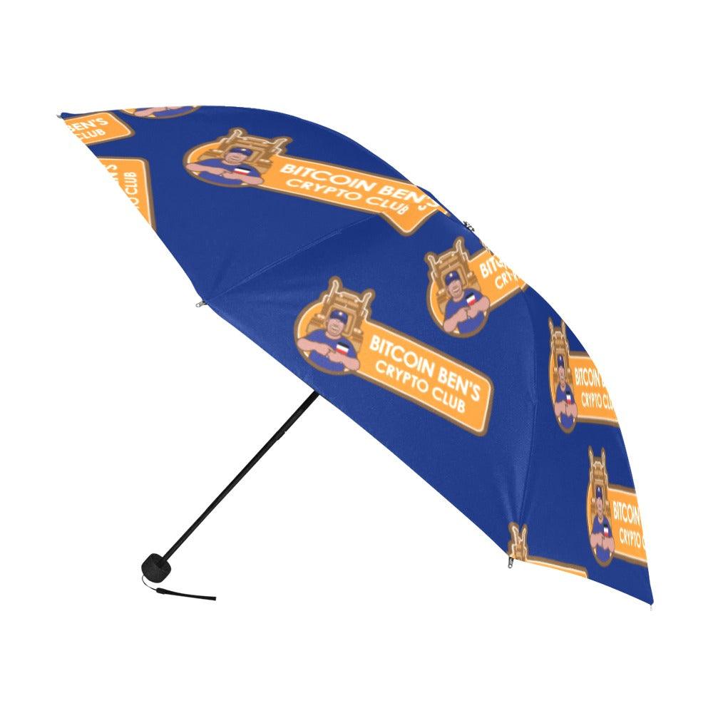 Miniaday Designs Bitcoin Ben Crypto Club Logo on Blue Anti-UV Foldable Umbrella - Miniaday Designs, LLC.