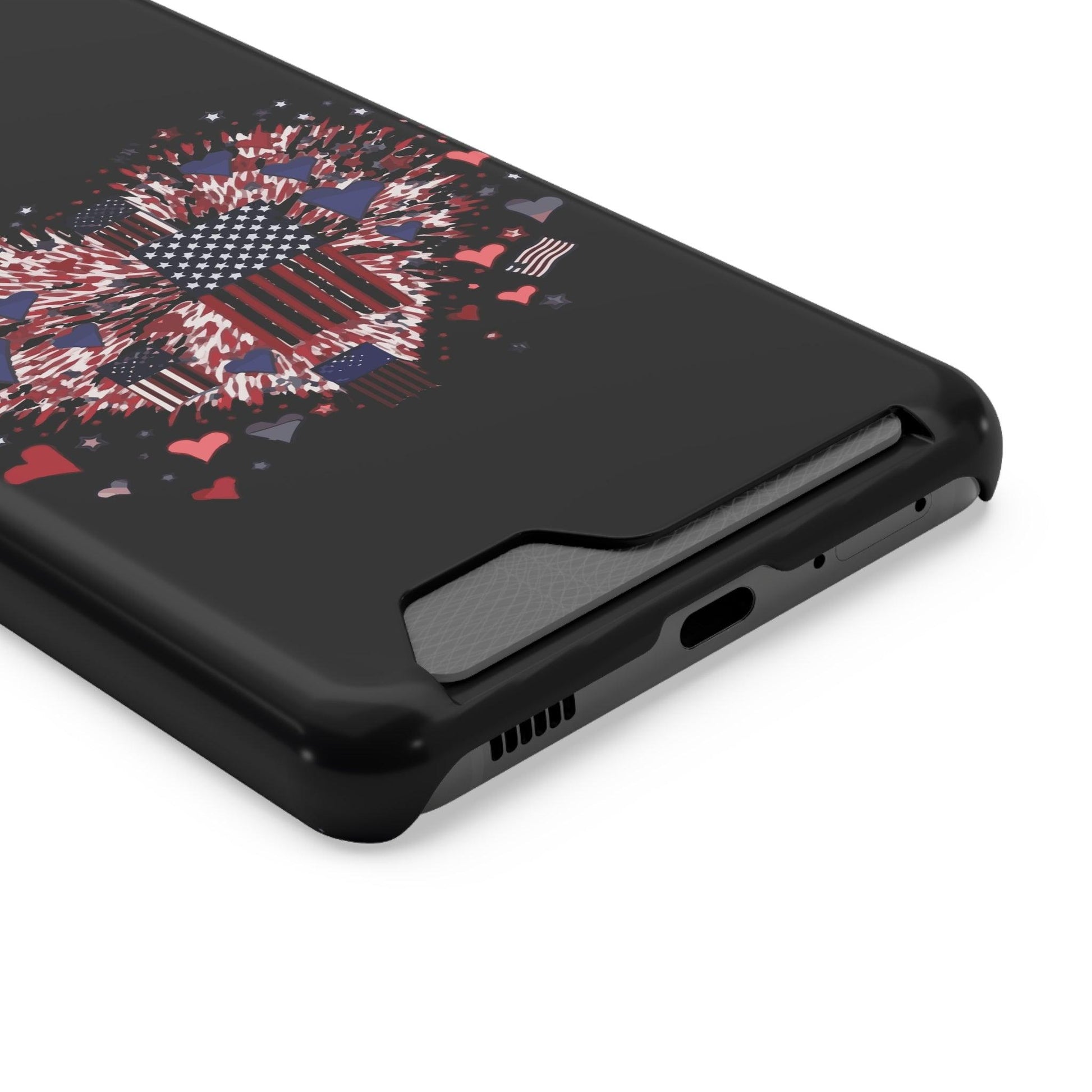 Patriotic Hearts of Valor Collection by Miniaday Designs, LLC. Phone Case With Card Holder - Miniaday Designs, LLC.
