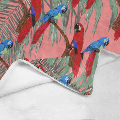 Miniaday Designs Parrots on a Branch Coral Ultra-Soft Micro Fleece Blanket 40"x50" - Miniaday Designs, LLC.