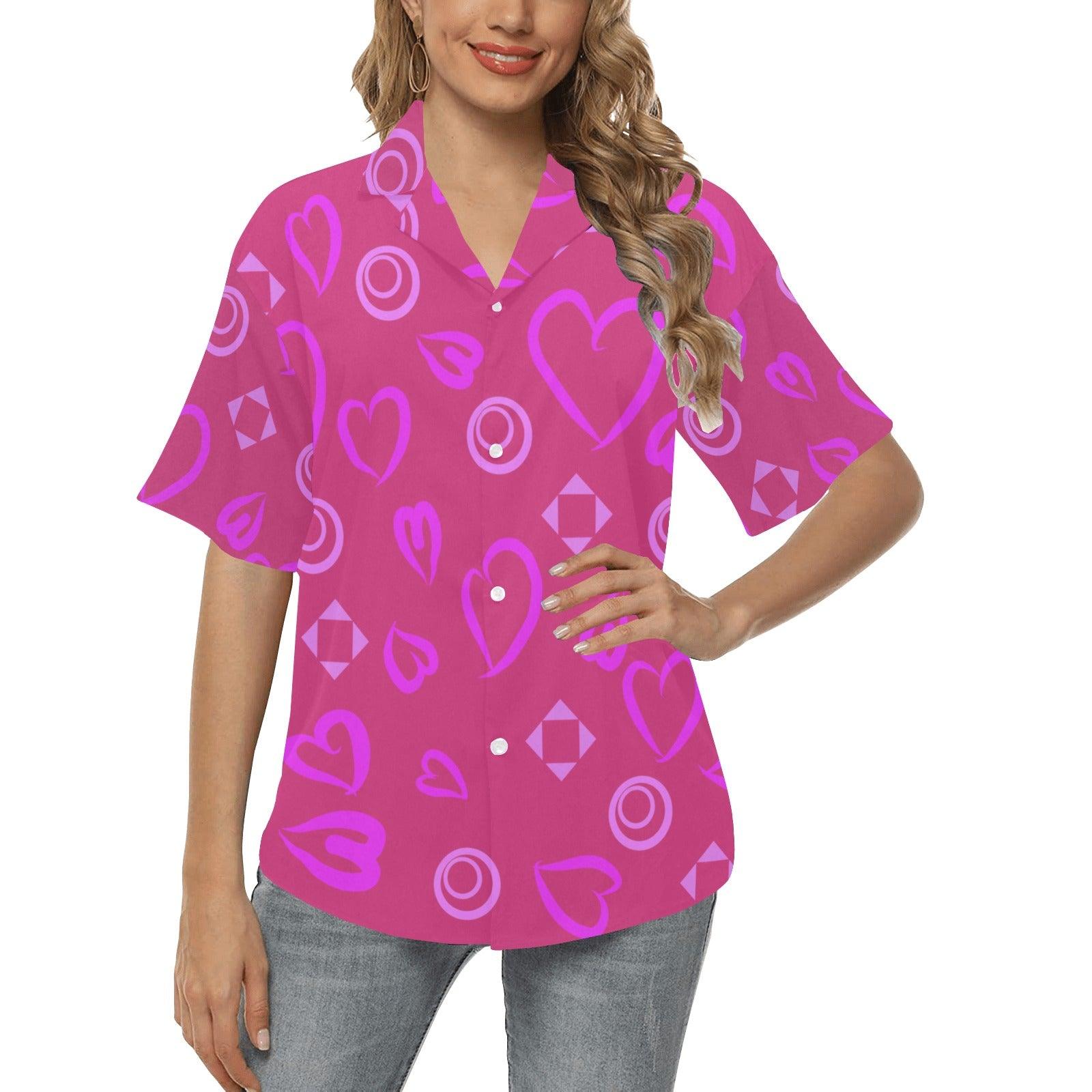 Miniaday Designs Make a Statement Hearts Hawaiian Shirt for Women Multiple Colors - Miniaday Designs, LLC.