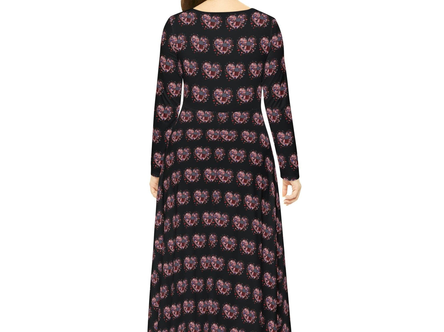 Patriotic Hearts of Valor Collection by Miniaday Designs, LLC. Women's Long Sleeve Dance Dress - Miniaday Designs, LLC.