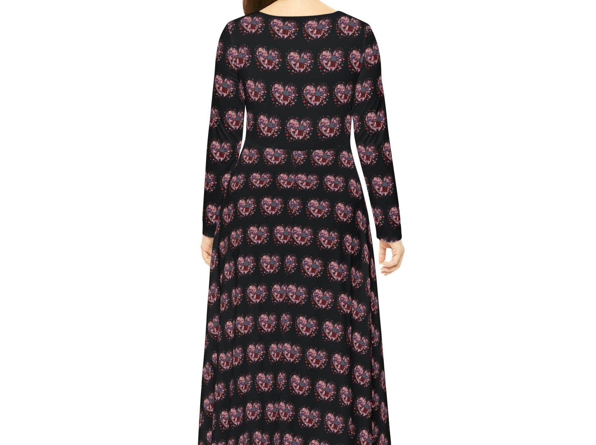Patriotic Hearts of Valor Collection by Miniaday Designs, LLC. Women's Long Sleeve Dance Dress - Miniaday Designs, LLC.