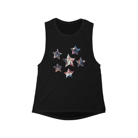 Americana Impressions Collection by Miniaday Designs, LLC. Women's Flowy Scoop Muscle Tank (Women's S-2XL) (RUNS SMALL) - Miniaday Designs, LLC.