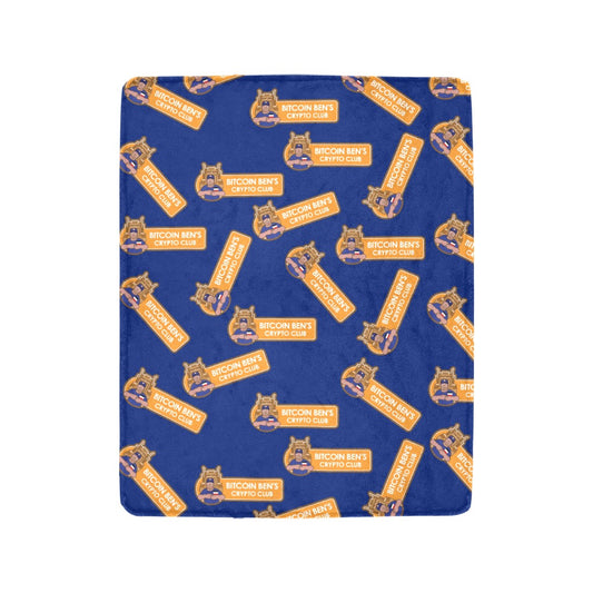Miniaday Designs Bitcoin Ben Logo on Blue Ultra-Soft Micro Fleece Blanket 40"x50" - Miniaday Designs, LLC.