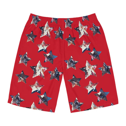 Miniaday Designs Men's Board Shorts Red Americana - Miniaday Designs, LLC.