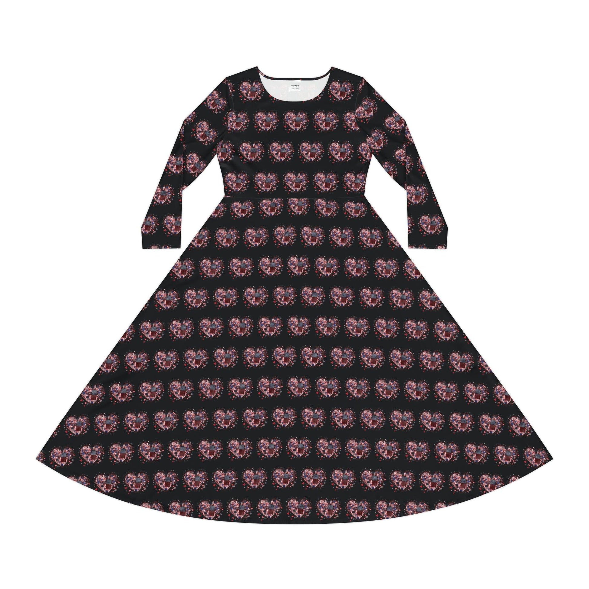 Patriotic Hearts of Valor Collection by Miniaday Designs, LLC. Women's Long Sleeve Dance Dress - Miniaday Designs, LLC.