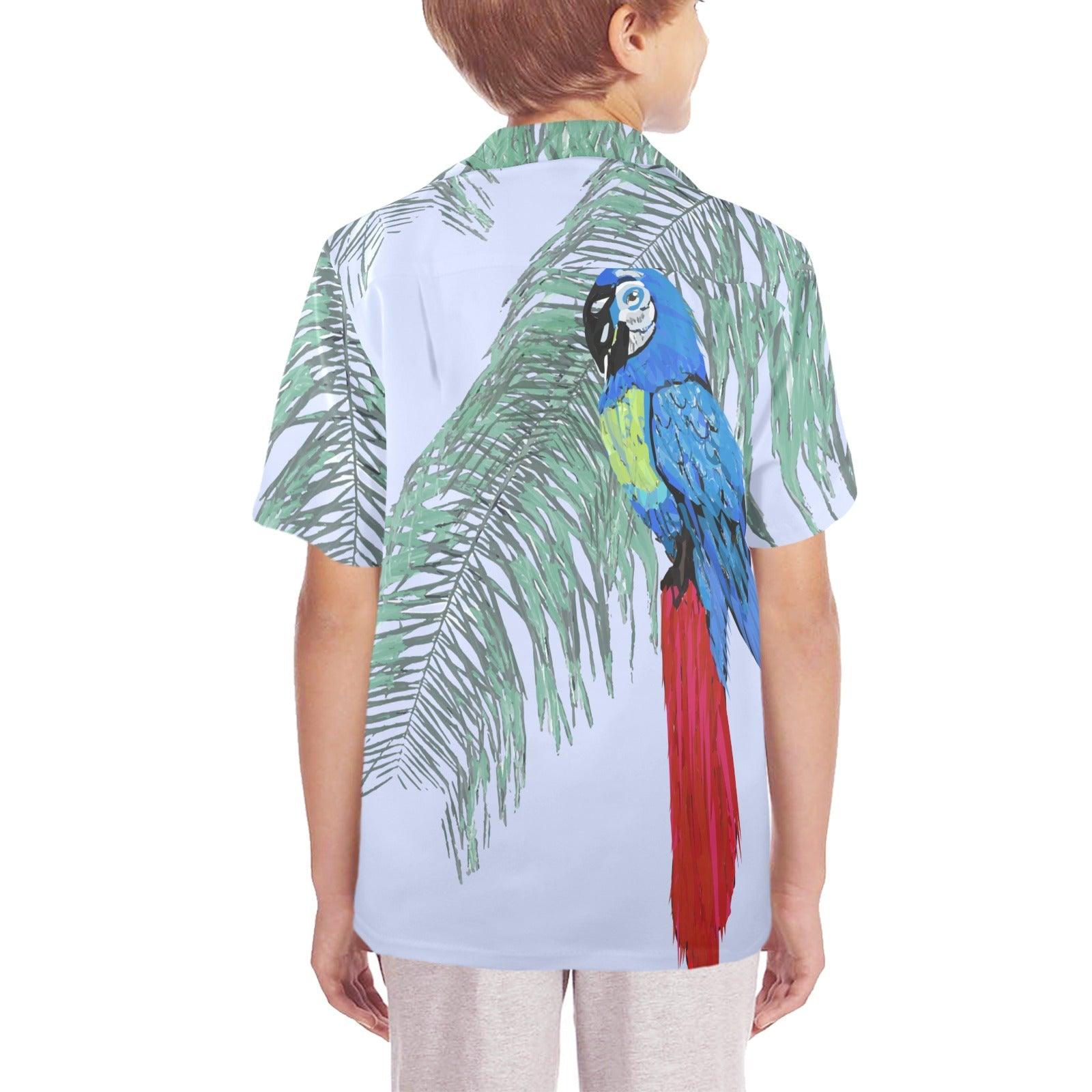 Miniaday Designs Blue Parrot Youth Hawaiian Shirt Big Boys' Hawaiian Shirt (Model T58) - Miniaday Designs, LLC.