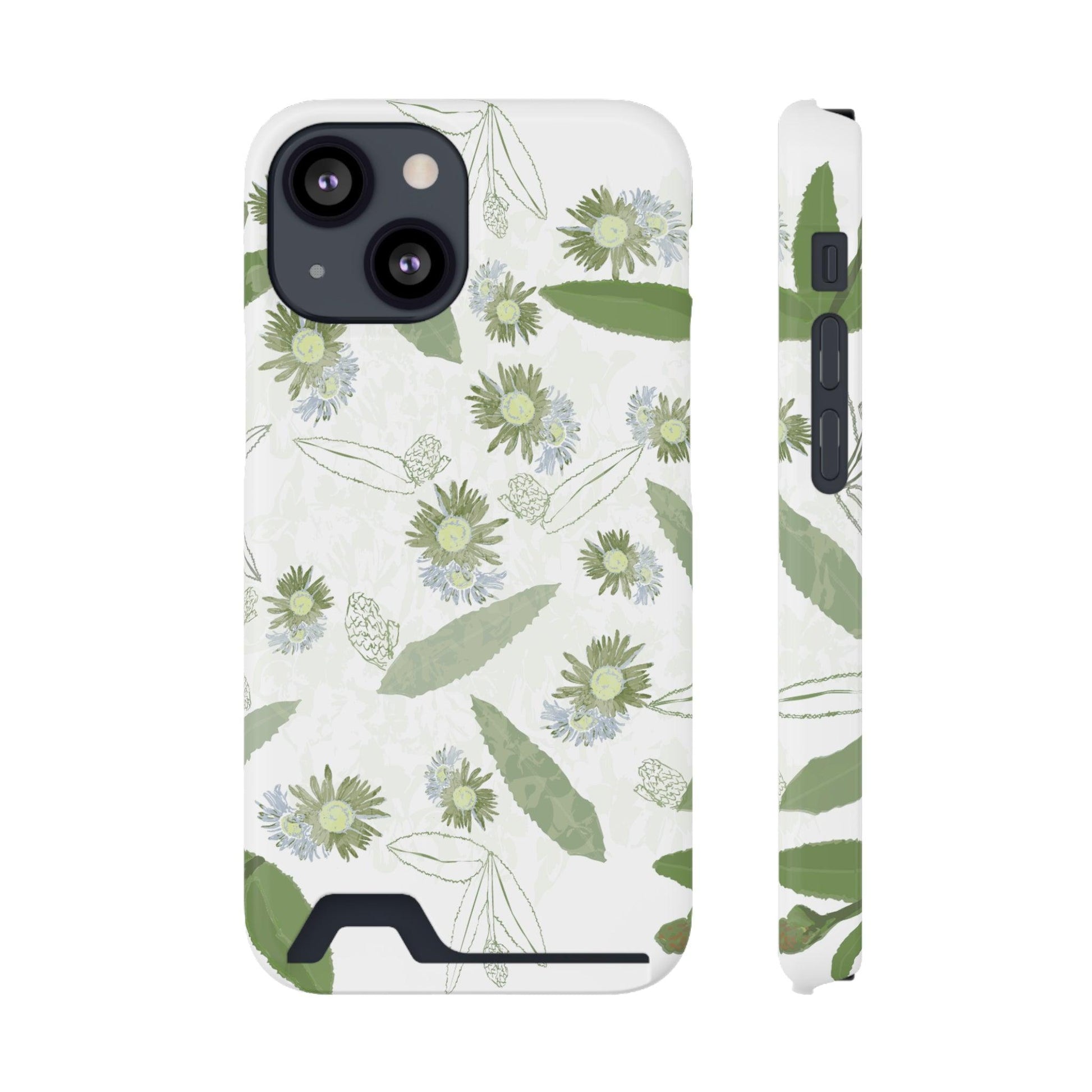 Serene Botanical Harmony Collection by Miniaday Designs, LLC. Phone Case With Card Holder - Miniaday Designs, LLC.