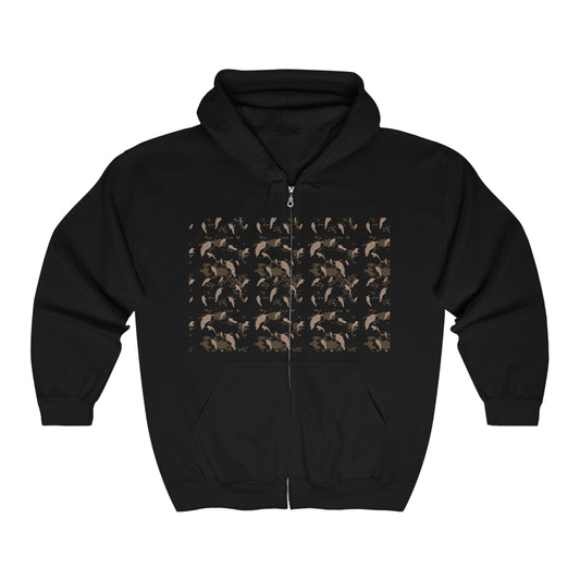FREE SHIPPING Ethereal Avian Silhouettes Collection by Miniaday Designs, LLC. Unisex Heavy Blend™ Full Zip Hooded Sweatshirt - Miniaday Designs, LLC.