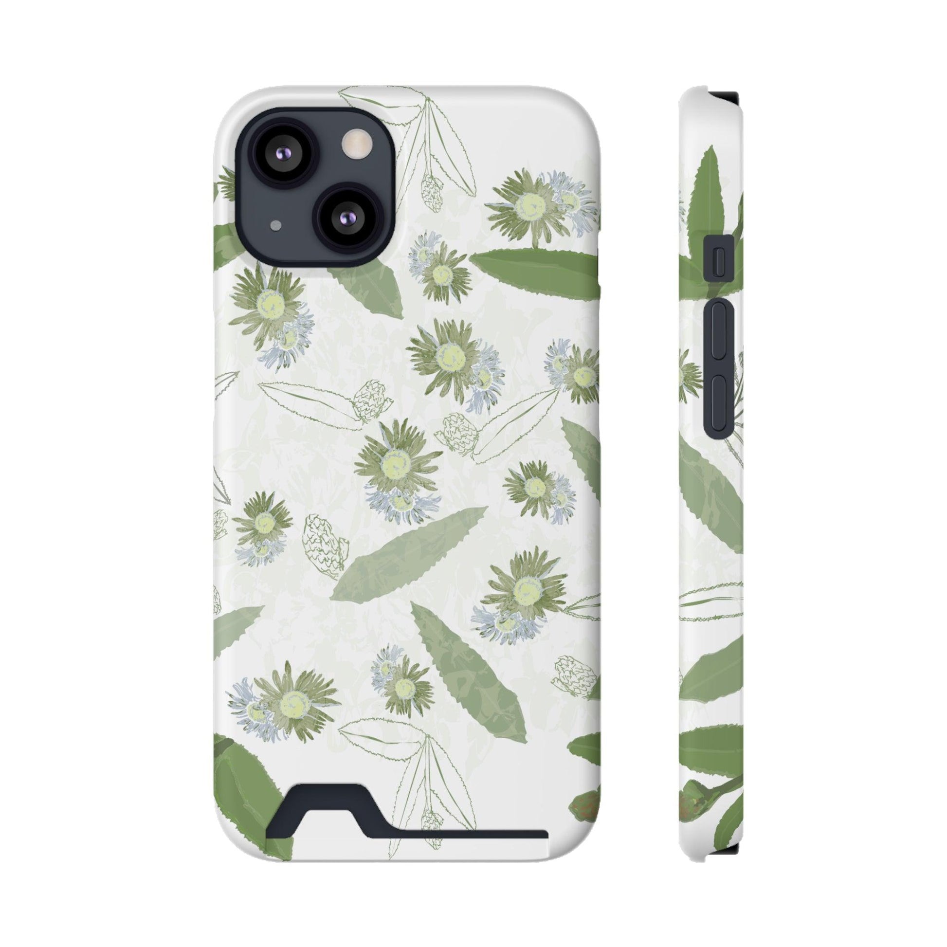 Serene Botanical Harmony Collection by Miniaday Designs, LLC. Phone Case With Card Holder - Miniaday Designs, LLC.