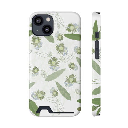 Serene Botanical Harmony Collection by Miniaday Designs, LLC. Phone Case With Card Holder - Miniaday Designs, LLC.