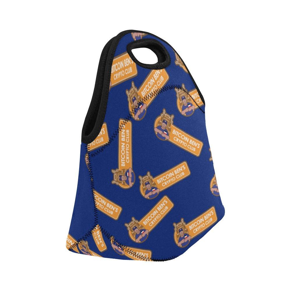 Miniaday Designs Bitcoin Ben Crypto Logo Multi Blue Neoprene Lunch Bag/Small - Miniaday Designs, LLC.