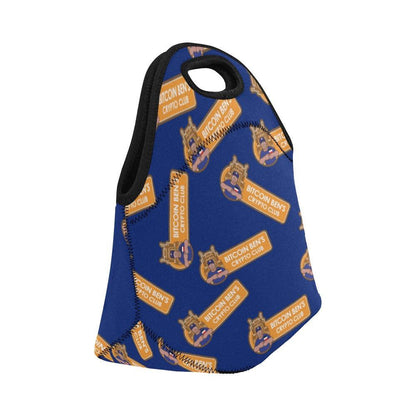 Miniaday Designs Bitcoin Ben Crypto Logo Multi Blue Neoprene Lunch Bag/Small - Miniaday Designs, LLC.