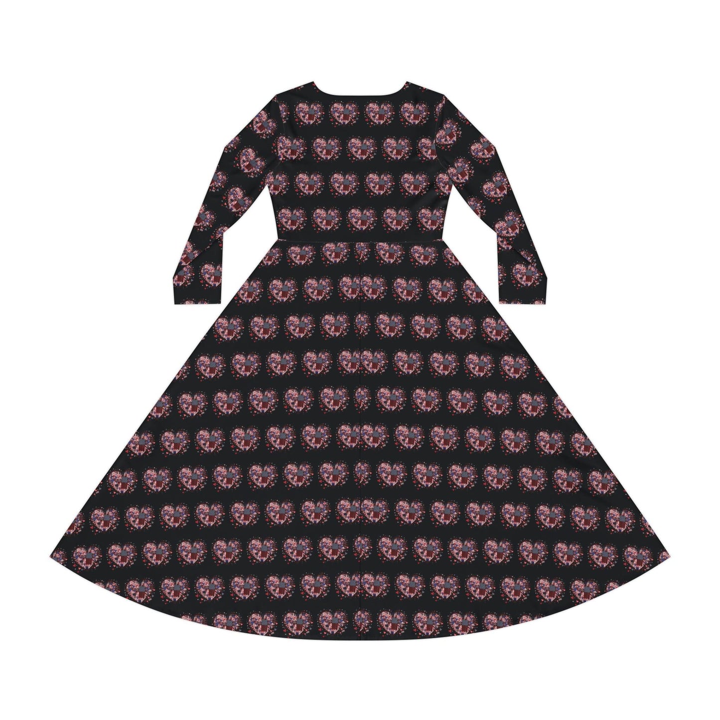 Patriotic Hearts of Valor Collection by Miniaday Designs, LLC. Women's Long Sleeve Dance Dress - Miniaday Designs, LLC.